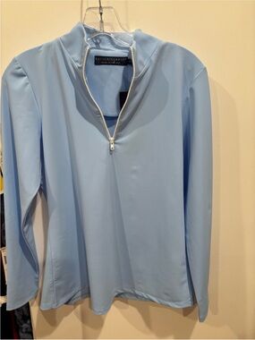 Katherine Way NEW Anna Maria Quarter Zip Pullover Blue Womens XS Activewear